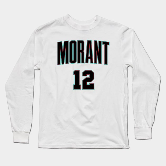 Ja Morant #12 Grizzlies black Long Sleeve T-Shirt by Fastbreak Breakfast